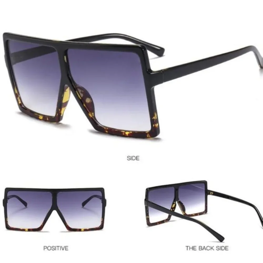 Oversized Leopard square sunglasses